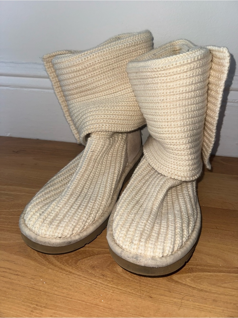 UGG Classic Cardy Boots Cream Knit Classic Short or Tall Boots